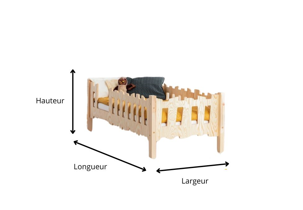 Schéma du lit modulable en bois Léon